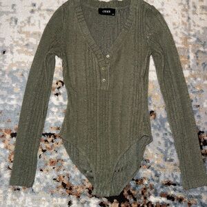 Cider Olive Ribbed Bodysuit
